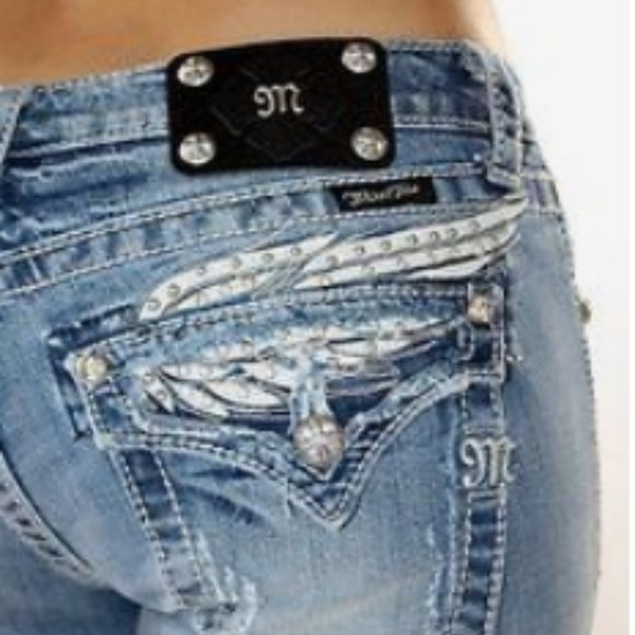 Miss Me Denim - Miss Me Angel Wing on Top Embellished Pocket Boot Cut Jeans JP533032 Size 27